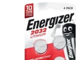 Knapcellebatteri, Energizer Lithium, CR2032, 4 stk