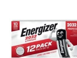 Knapcellebatteri, Energizer Lithium, CR2032, 12 stk