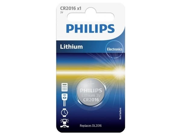 Philips Minicells Nappiparisto CR2016/01B, Kertakäyttöinen akku, CR2016, Litium, 3 V, 1 kpl, Hopea