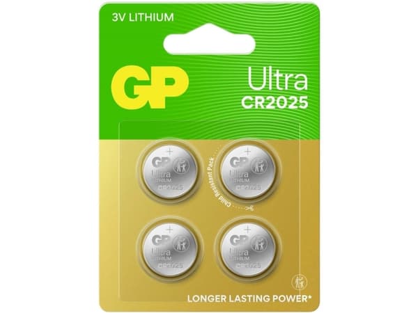 GP Ultra Lithium Cell Battery CR2025, 3V, 4-pack