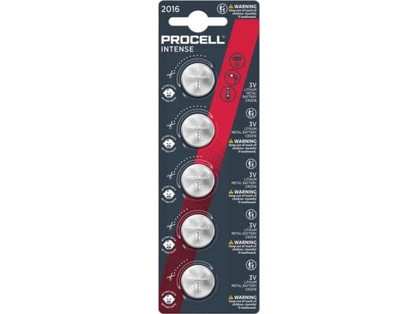 PROCELL Knapcellebatteri CR 2016 3 V 5 stk Lithium Procell Intense