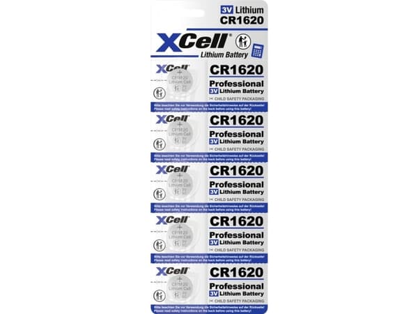 XCell Knapcellebatteri CR 1620 3 V 5 stk 70 mAh Lithium CR1620-B5