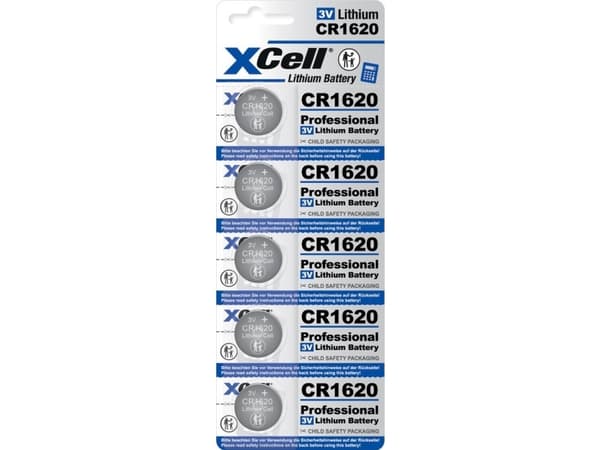 XCell Knapcellebatteri CR 1620 3 V 5 stk 70 mAh Lithium CR1620-B5