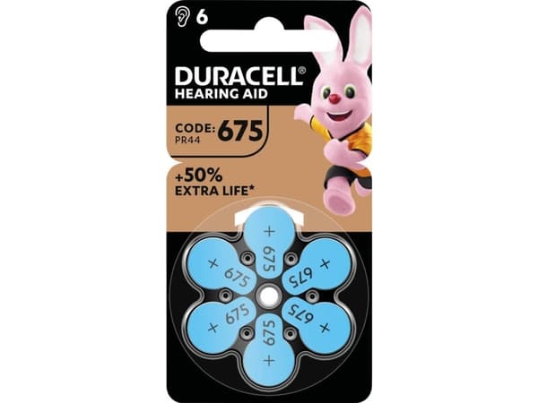 Duracell batteri hörapparat EasyTab 675 PR44 NEW 6st.