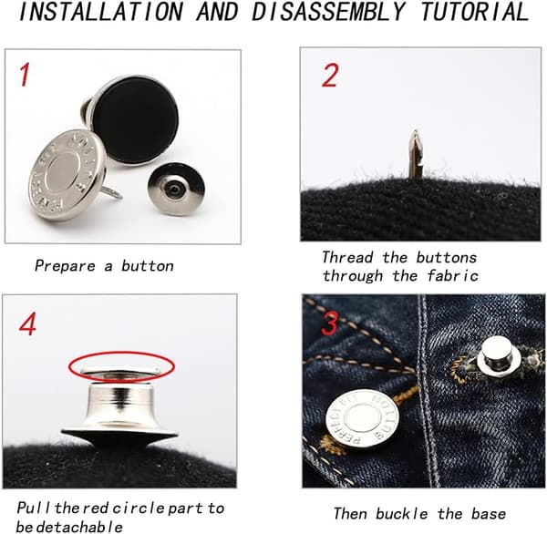 INF Aftagelige jeansknapper 10-pak SølvPerfect Fit Button