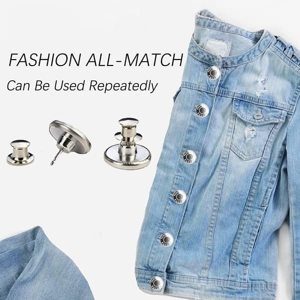INF Aftagelige jeansknapper 10-pak SølvPerfect Fit Button