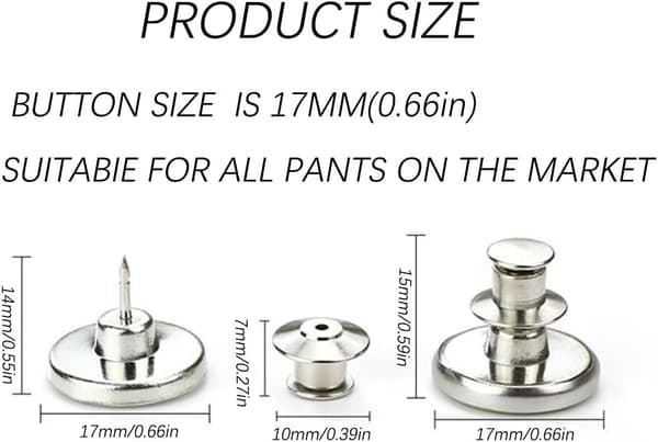 INF Aftagelige jeansknapper 10-pak SølvPerfect Fit Button