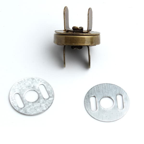 INF Antikke magnetiske poseknapper i messing, 18 mm (pakke med 10)