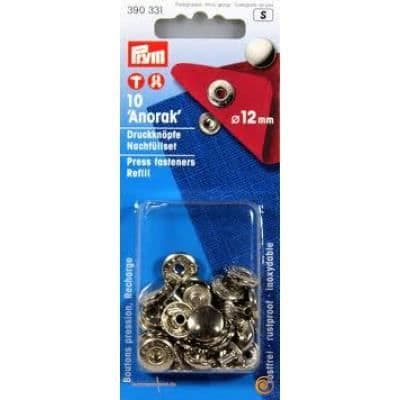 Anorak tryckknappar silver refills 12mm x10 - Prym