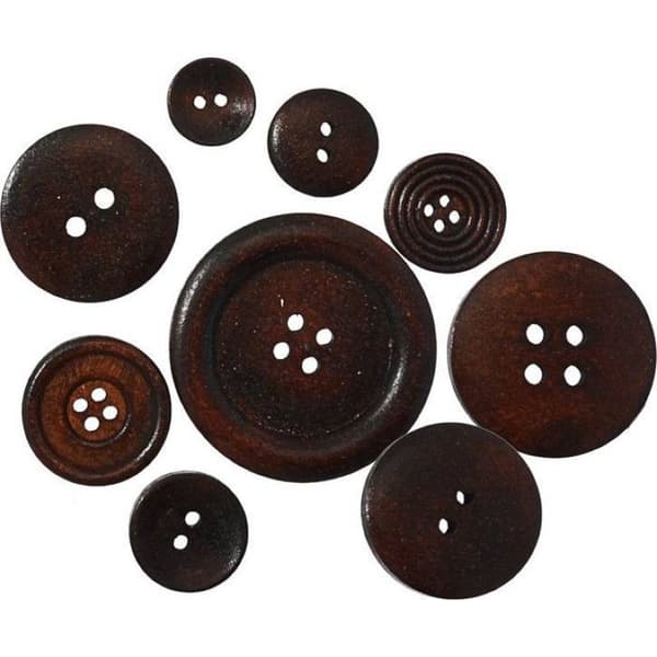 Träknappar - MegaCrea - Mörk - 200 g - Dekorativa - Hantverk - Anpassningsbara
