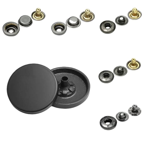 INF Sorte trykknapper, metal trykknapper til syning (pakke med 18) XL