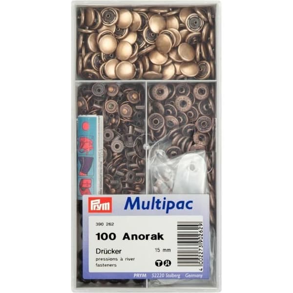 PRYM Anorak Tryckknappar 15 mm Antik Skullcap