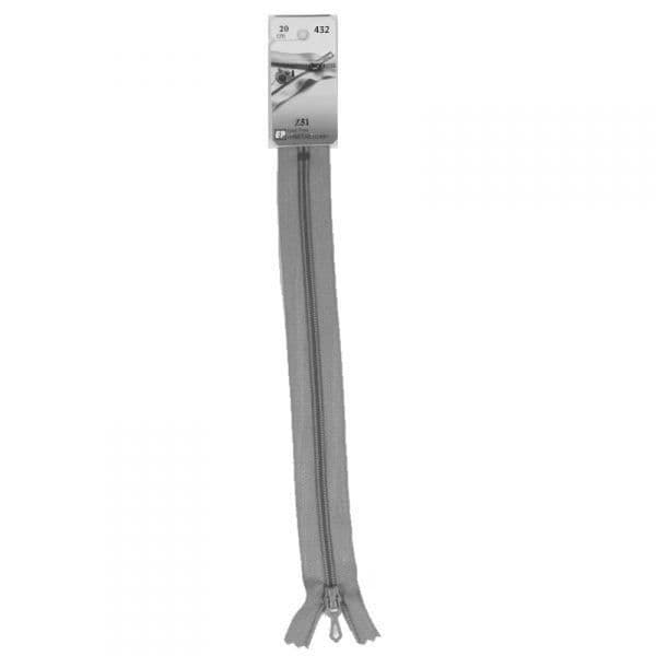 Ej separerbar plastdragkedja, fin (Z51) - 20 cm 432 Ljusgrå