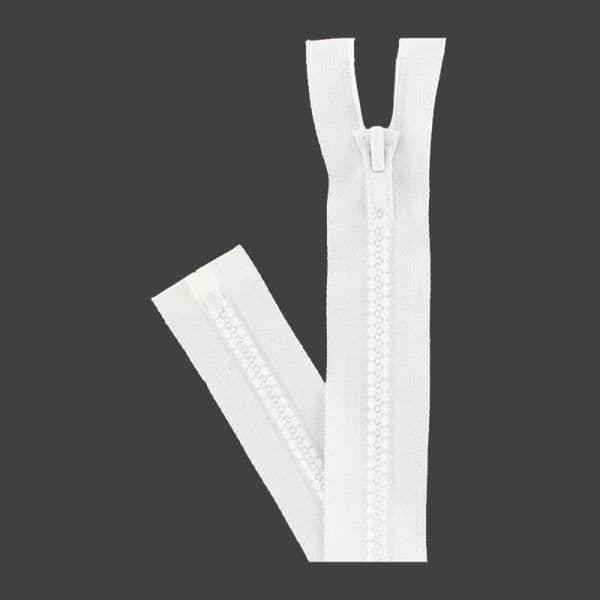 Gjuten plast avskiljbar dragkedja 6 mm (Z54) - 50 cm 400 Vit