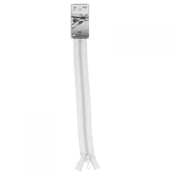 Ej separerbar plastdragkedja, fin (Z51) - 12 cm 400 Vit