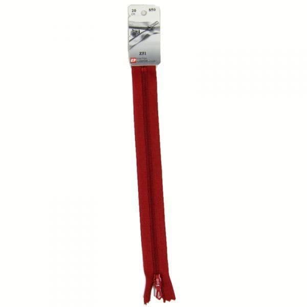 Ej separerbar plastdragkedja, fin (Z51) - 45 cm 850 Blodröd