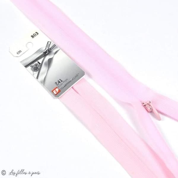 Invisible ® dragkedja - Oeko-Tex ® - Färg: Ljusrosa dragkedja längd: 60cm Blixtlåslängd: 60cm