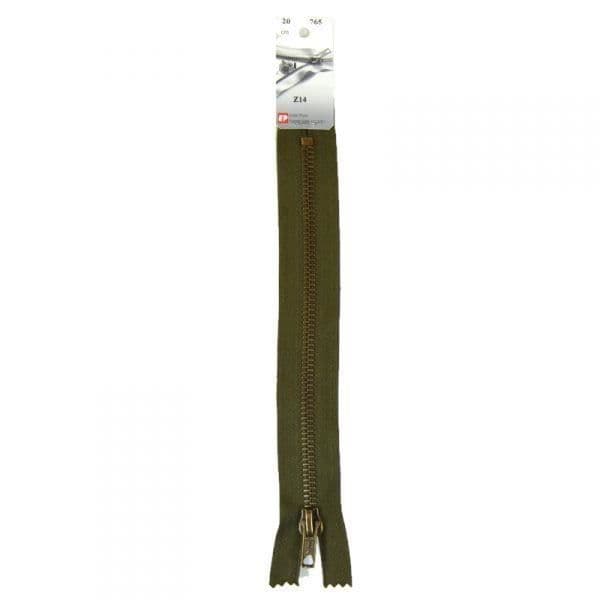 Ej separerbar metalldragkedja (Z14) - 15 cm 765 Mörk khaki