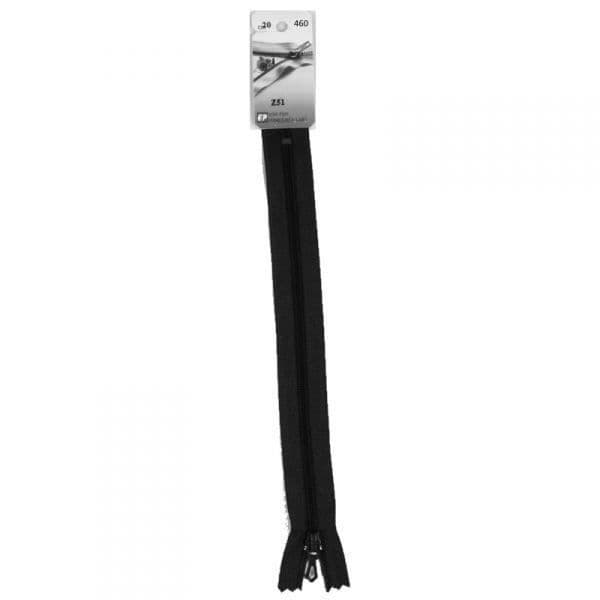 Ej separerbar plastdragkedja, fin (Z51) - 50 cm 460 Svart