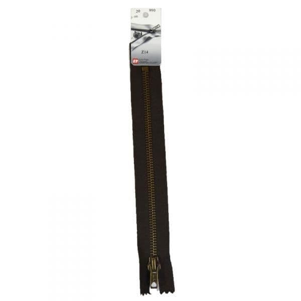 Ej separerbar metalldragkedja (Z14) - 12 cm 990 valnötskal