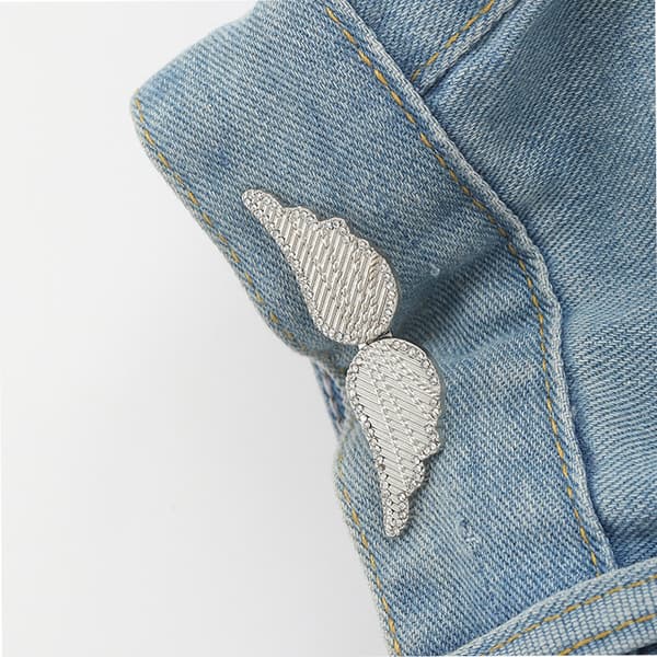 INF Jeans-knappnåler med rhinestones-vinger for kvinner (5 par)