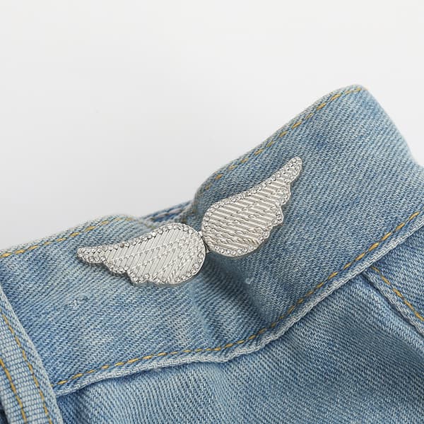 INF Jeans-knappnåler med rhinestones-vinger for kvinner (5 par)