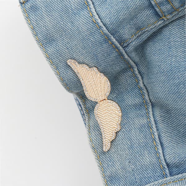 INF Jeans-knappnåler med rhinestones-vinger for kvinner (5 par)