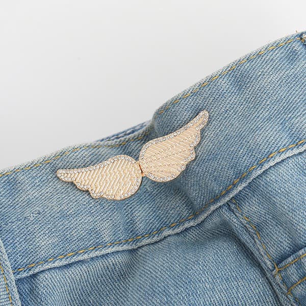 INF Jeans-knappnåler med rhinestones-vinger for kvinner (5 par)