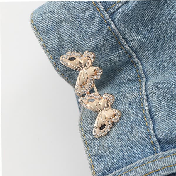 INF Spenne i strass og sommerfugldesign til jeans (5 par)