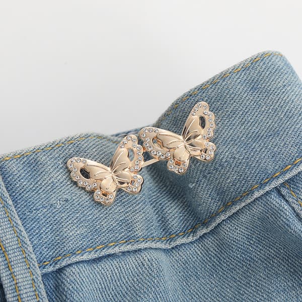 INF Spenne i strass og sommerfugldesign til jeans (5 par)