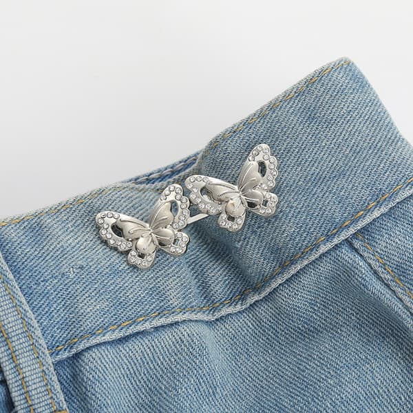 INF Midjespänne med strass-fjäril för jeans (5 par)
