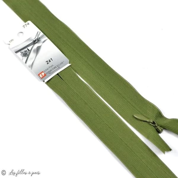 Ficklås ® osynlig - Oeko-Tex ® - Färg: Olivgrön längd på facklås: 40cm Längd på facklås: 40cm