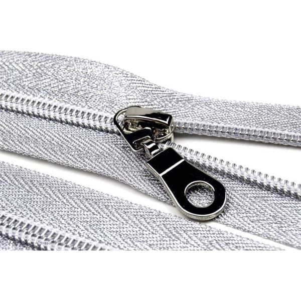 Fermeture Eclair ® lurex - nylon nät - Färg: Silver längd på blixtlås: 30cm Längd på blixtlås: 30cm