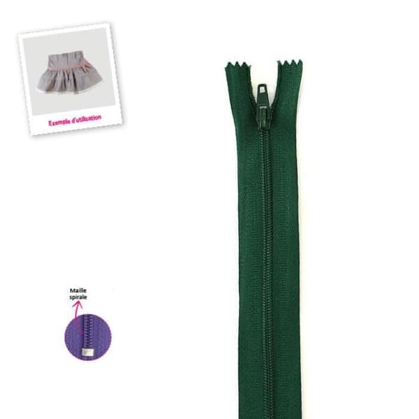 Fin stängning - Polyester - N°2 - Grangrön - 10cm