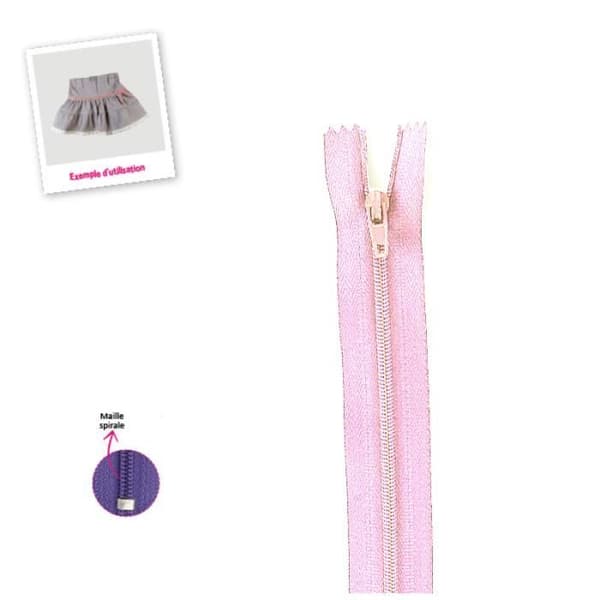 Stängning - Polyester - N°2 - Ljusrosa - 10cm - Fin