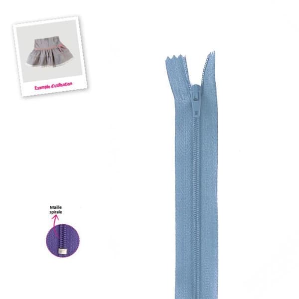 Fint stängning Polyester N°2 ljusblå (12cm)