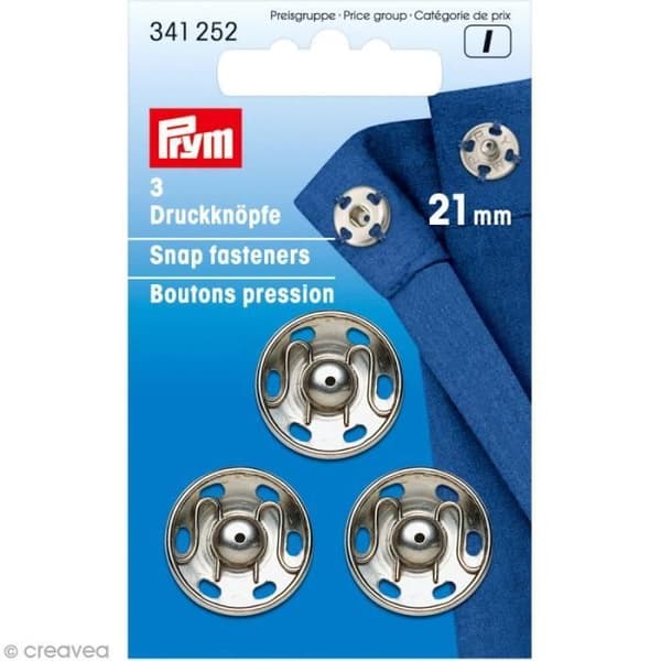 Tryckknapp - PRYM - 21 mm - Silver - 3 st