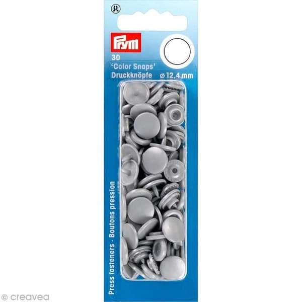 Tryckknapp - PRYM - Rund 12,4 mm - Silvergrå - Förpackning om 30 st