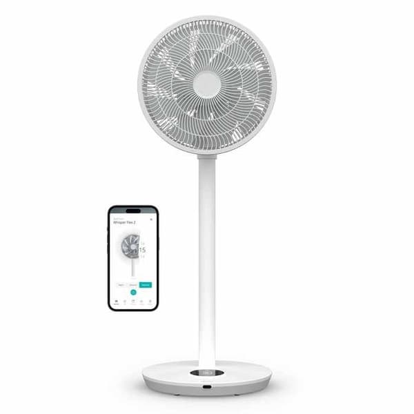 Duux Whisper Flex 2 – Smart fläkt 13 dB, nattläge, timer, 2W eco, 54–92 cm, app &amp; fjärrkontroll – Vit