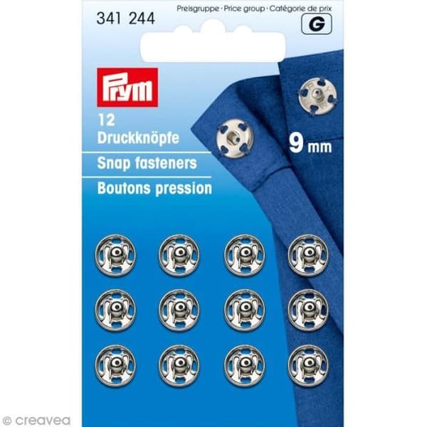 Tryckknapp - PRYM - 9 mm - Silverfärgad - 12 st.