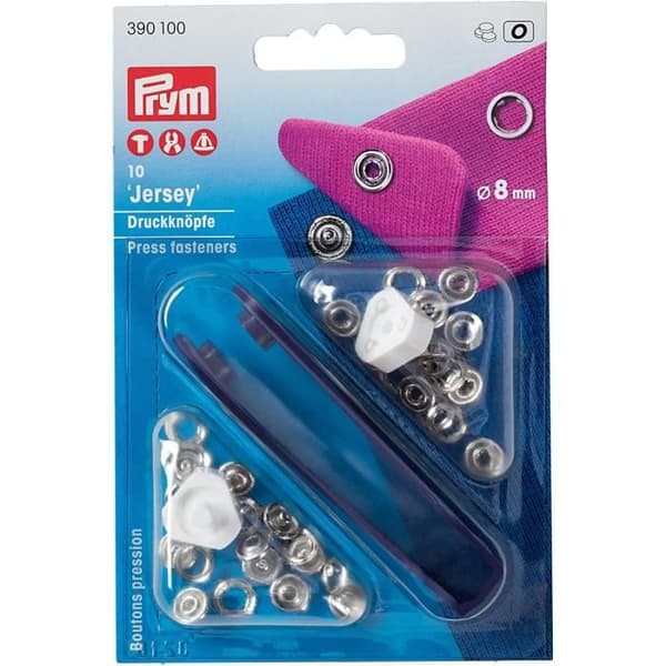 Tryckknappar - PRYM - Jersey - 8 mm - Mässing - Silver