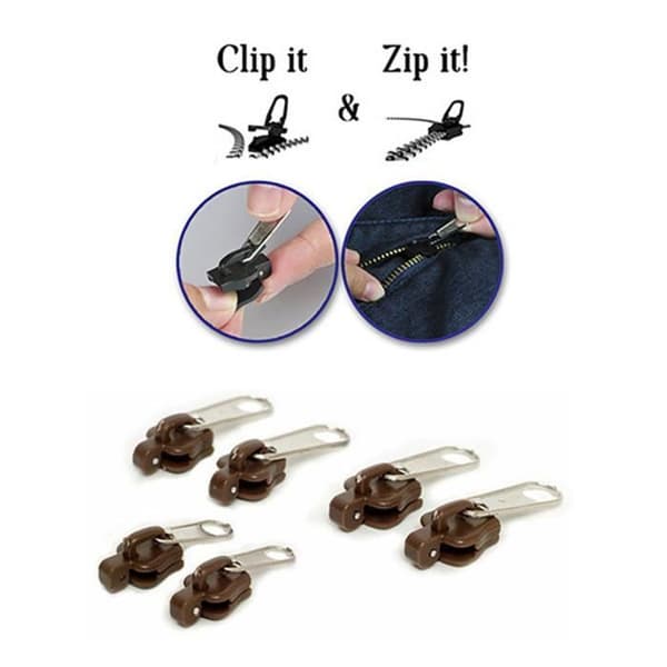 Instant Zipper Slider Repair Kit - FDIT - Zip Slider - Vit - 6 delar