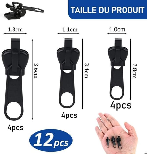 Dragkedja Puller, 12 St Reparation Utbytes Universell Dragkedja Puller för Jackor, Kappor, Väskor