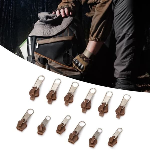 Reparationsset för dragkedja - OMABETA - 12 delar - Färg Kaffe - Hållbar och universell