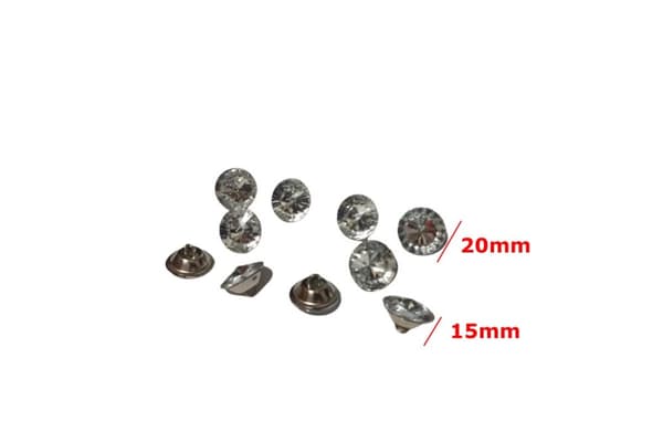 Verhoilukristallinappi 20x15mm metallipohjalla, 10 kappaleen sarja