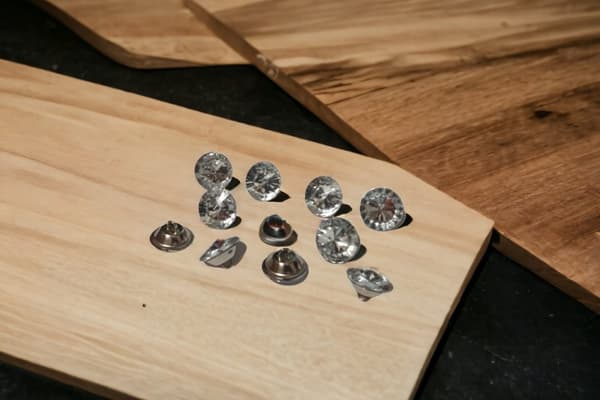 Polstring krystalknap 20x15mm med metalbase, sæt af 10 stk
