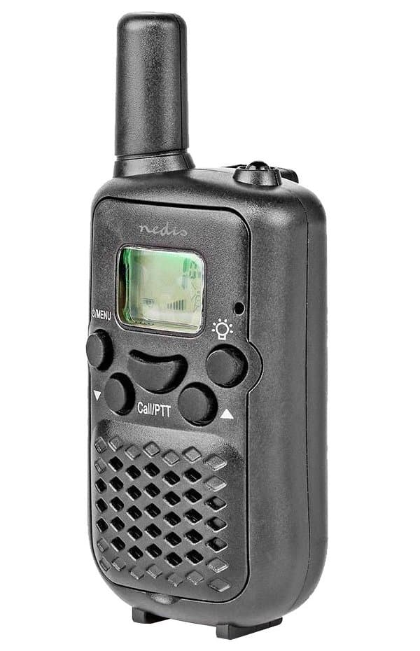 NEDIS vysílačka/ dosah 5 km/ 8 kanálů/ UHF/ VOX/ LED světlo/ 2 kusy/ černá