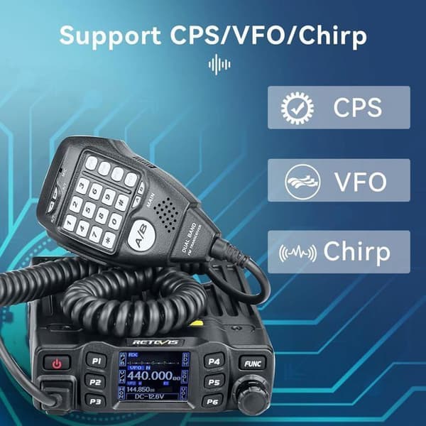 Retevis RT95 CB-radio Sändare-Mottagare med Dubbelband Antenn, Mini-Mobilmottagare, Dubbelt LCD-skärm som kan vinklas, 200 Kanaler