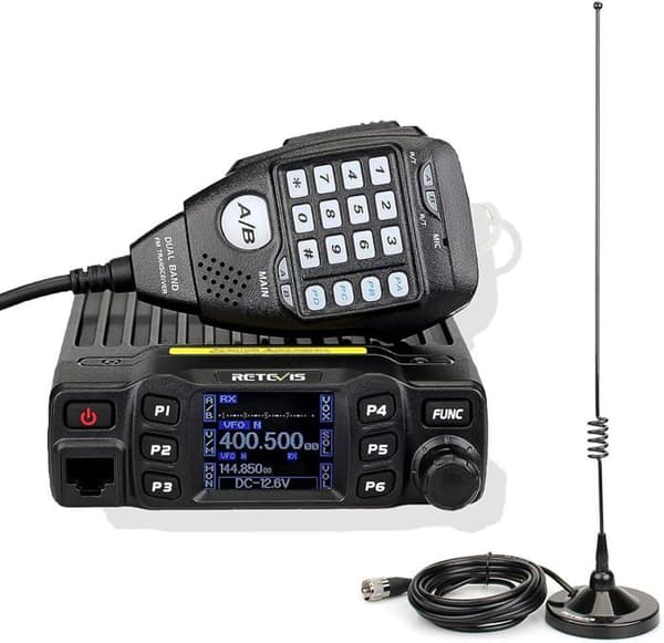 Retevis RT95 CB-radio Sändare-Mottagare med Dubbelband Antenn, Mini-Mobilmottagare, Dubbelt LCD-skärm som kan vinklas, 200 Kanaler