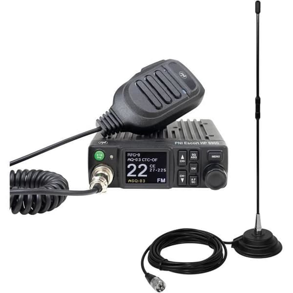 Radio CB PNI Escort HP 8900 ASQ, 12-24V Antenn CB PNI Extra 40 med magnetfot